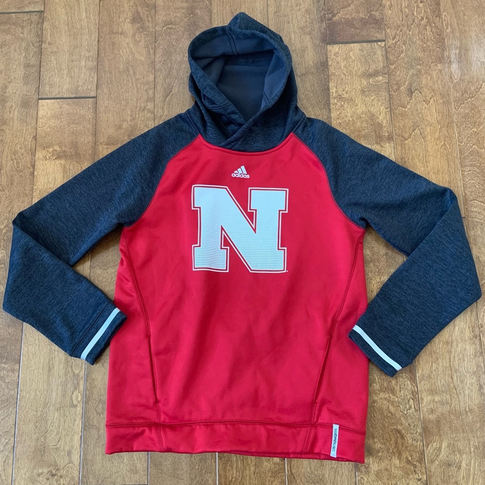 Adidas climawarm Youth boys size L (18) Red Gray hoodie # J